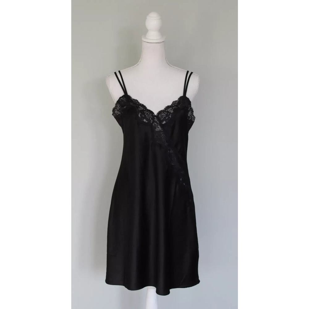 Lauren Ralph Lauren Black Label Satin Lace Slip Dress Nightgown, Size Small B45